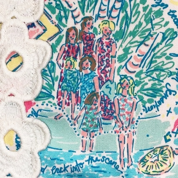 Lilly Pulitzer Shift Dress Sugar Rushin All Over Print Bow Details Cotton Lined - Picture 13 of 16